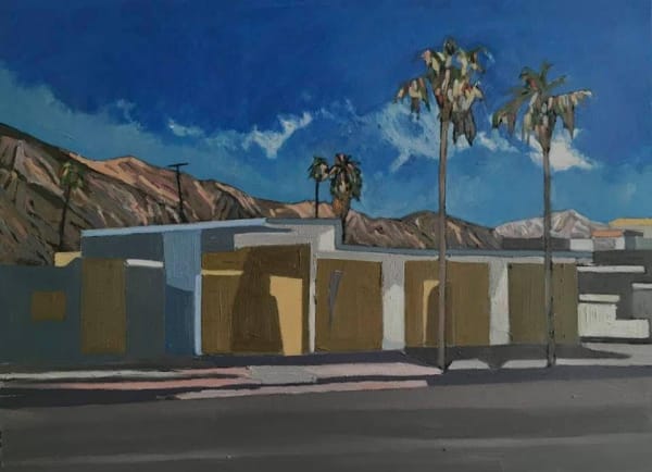 CHRIS BLUNKELL Vacant retail unit, Palm Springs 63cm x 84cm Oil on stretched canvas £1350.00