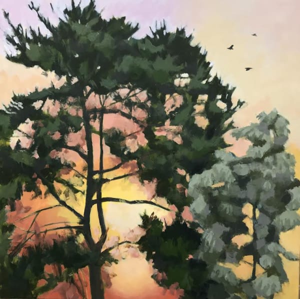 MARGARET CRUTCHLEY Scots Pine at Sunrise Size: 50 cm x 50 cm Medium: Acrylic on Deep Canvas £600