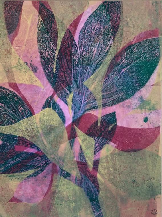 ZOE DEAN 'Peony Leaves' 38 x 31 cm Monotype print in acrylic £180