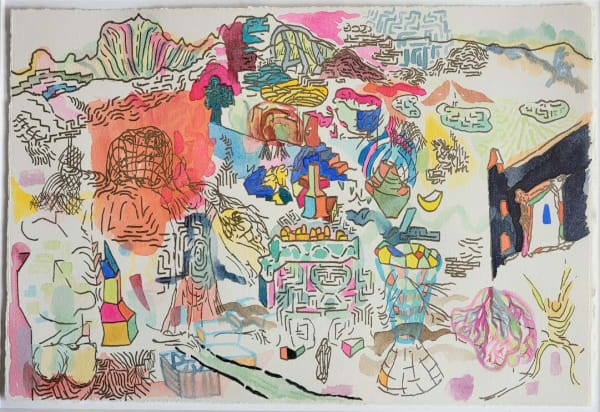 DAVID LEAPMAN At the Well the Trumpet Sounds 2020 Watercolour and gold ink on paper £1250