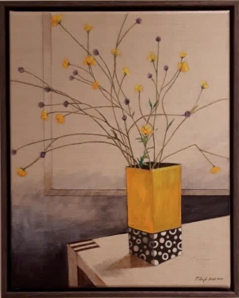 PAMELA LLOYD-JONES Life Still 53 x 43cms pen and acrylic on natural canvas Price: £600