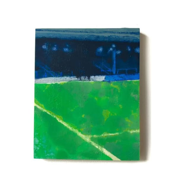 HENRY MILLER Pre match nerves 2021 25cm x 20cm Oil and enamel on board £900