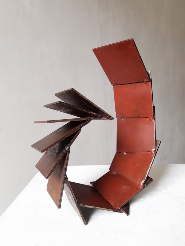 Sheila Vollmer Scorpio's Tale 25cm high x 20cm wide Steel with paint and wax £1450