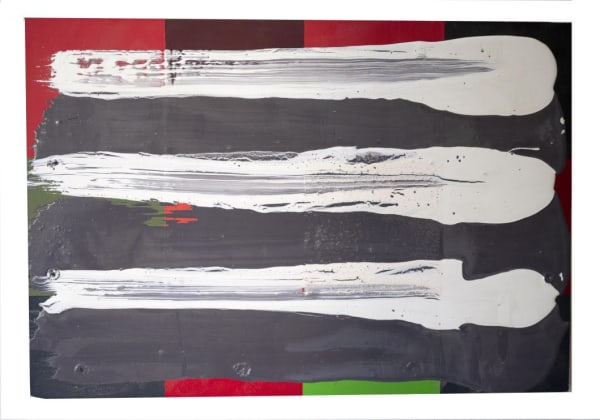 ANTHONY HEYWOOD Three meteors 27.5 x 40 pure pigment oils and household paint £750