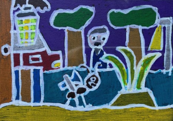 JOHN LOUGHER ‘Ant Thief ' 31 x 26 cm Acrylic on Board £120