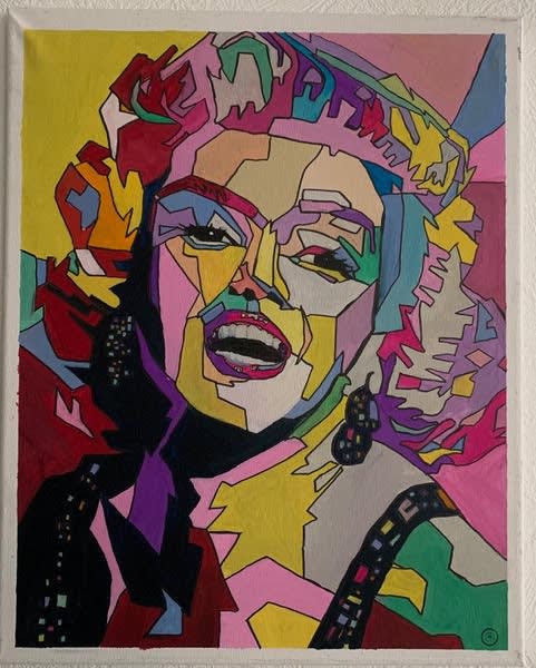 HOLLY RUNNING Tickled Pink 50 x 40 cm framed gouache on canvas £175