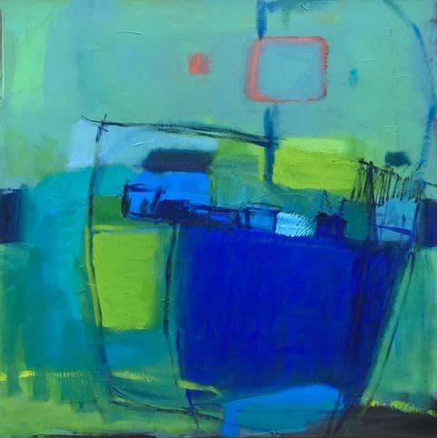 KAIJA BULBROOK Composition Green and Blue 50 x 50 CMS mixed media £900