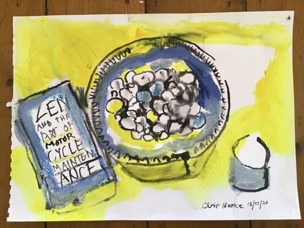 CHRISTOPHER BURKE 'Zen and The' A3 acrylic, indian ink and pastel £395