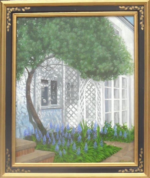 ALAN BYRNE "Part of the Studio Garden" 64 x 54 cms. Oil on Calico £750-00