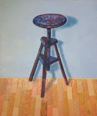 PETER CLARKE Seurats Stool. 54cms X 40cms Oils £480