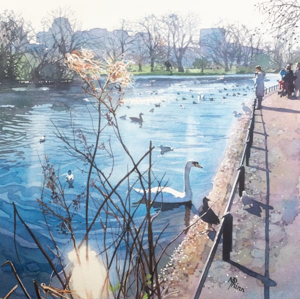 Matthew Phinn St James's Park Lake Watercolour 31 x 31 cm £800