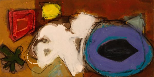 Belinda Ellis 'Red, White, Blue and Black' 2021 Oil and Charcoal on Linen 85 x 44cm £1650