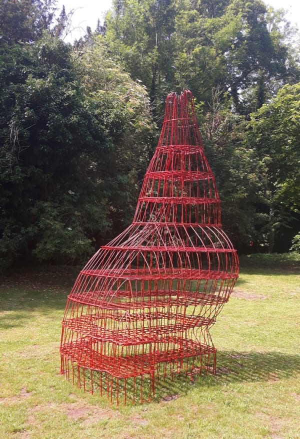 Stephen Lewis Peterson galvanised steel painted red H 4.2 x W 2.3 x D 2.6 m