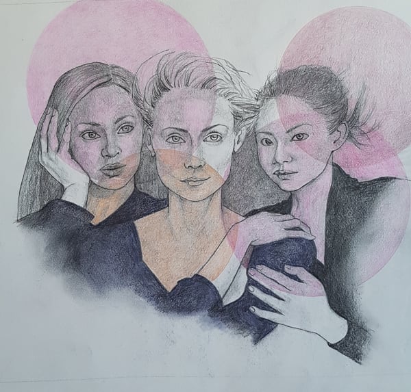 Penny Berkeley The Girls 2023 37 x 46cm pencil and pen £150