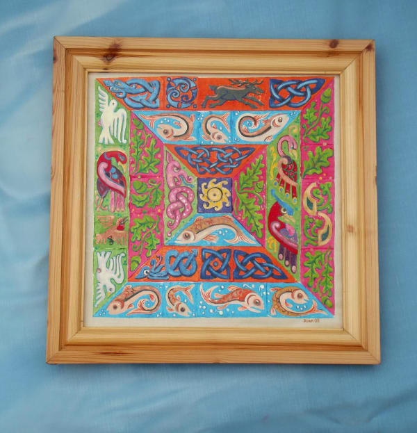 Alan Davis Fish in the Forest 2008 13 x 13cm woodcut and oil on fabric £240