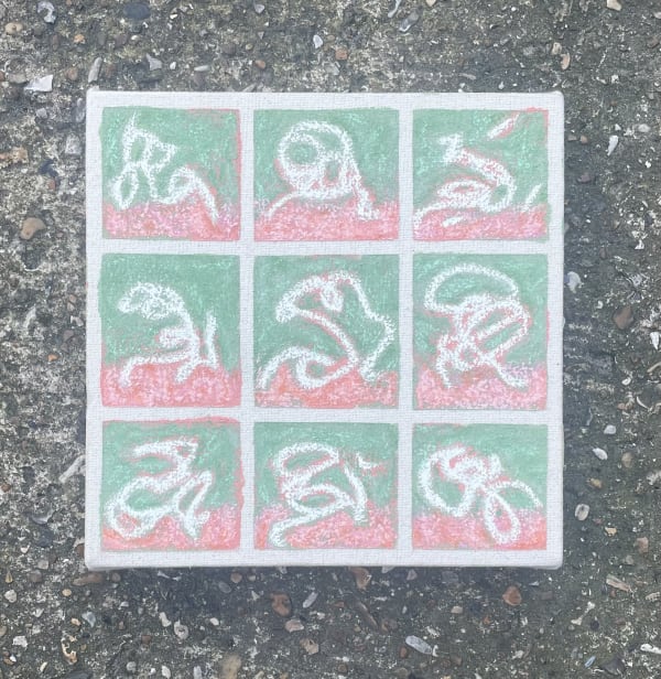 Julie Sumner Sea Signatures - Miniature (Deal, Summer 2022) 20 x 20cm chalk pastel and paint on deep edge canvas £200