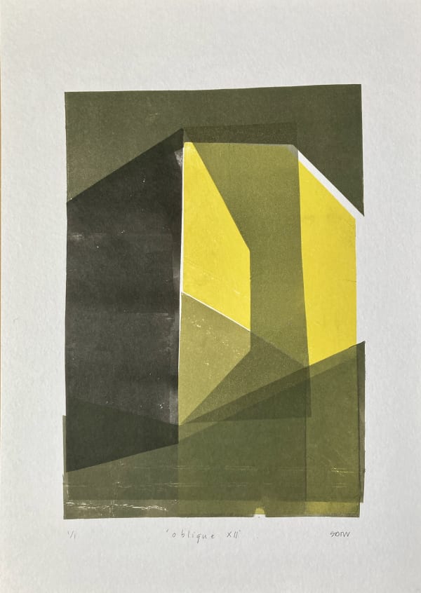 Stephen Dow Oblique XII 2020 monoprint on 300gsm Snowdon white 42 x 29.7cm £200