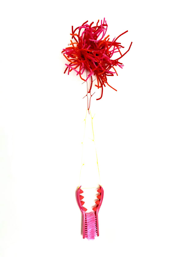 Diana Wolzak Open and Closed Pinks Reds 2020 100 x 30 x 20cm mixed recyled media wall sculpture £900