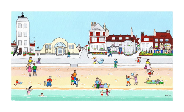Sheila Vyse Sun, Sea and Shingle, Deal 2021 25.5 x 37cm gouache and ink £225