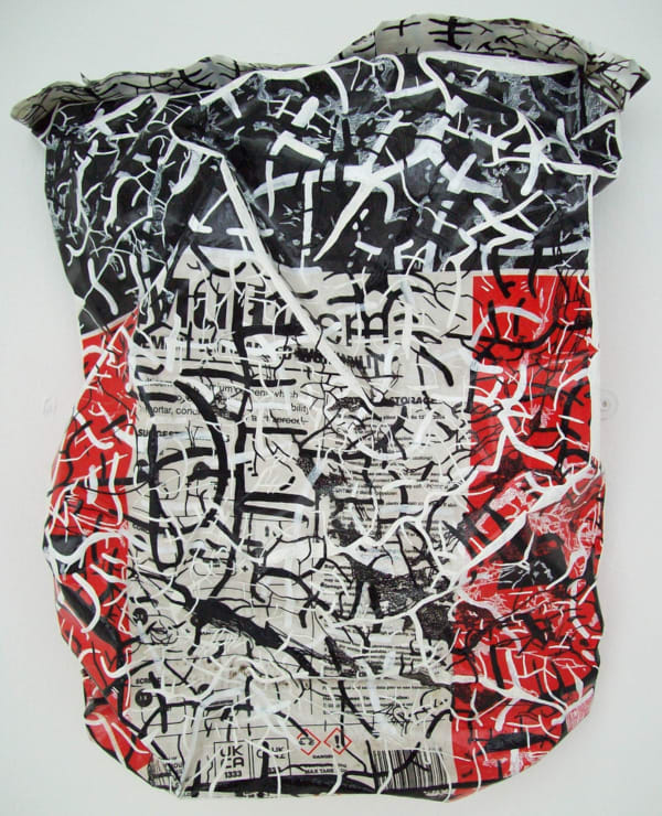 Chris Horner Multicem (Red) LED curable ink, Cement, Wax, Paint, Resin, Industrial gloss, Varnish on Polyethylene plastic 48cm x 37cm £900