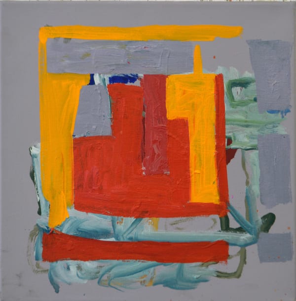 James Faure Walker Study in Grey, Red and Yellow 2022 Oil paint on canvas 40cm x 40cm £1500