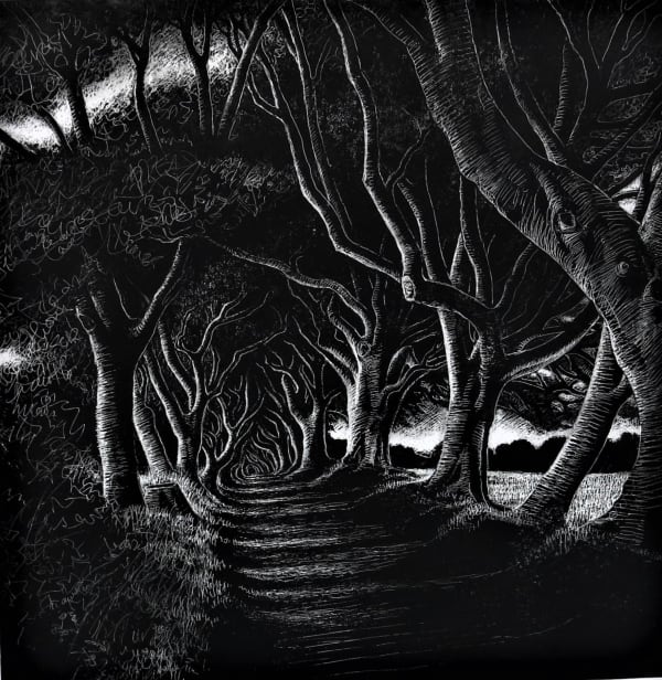 Sue Whitmore THE DARK HEDGES, CO. ANTRIM III Etching 72 x 72cm £500 (framed) £375 (unframed)