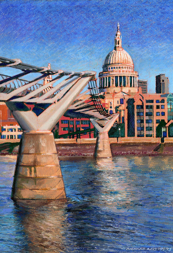 RICHARD REES Millenium Bridge & St Pauls Pastel on Paper POA