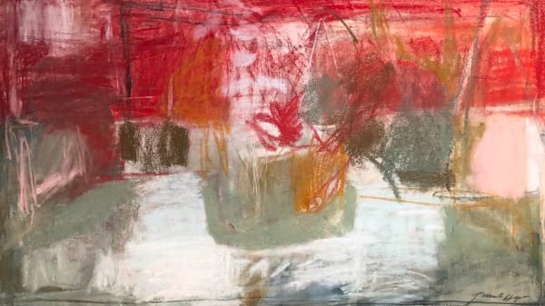 JEANNETTE HAYES Red Garden Pastel on paper 34 x 58cm 53 x 77.5cm framed £1100