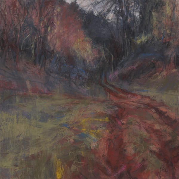 SARAH BEE PS Late Afternoon, Catkins and Red Mud Pastel with acrylic 59 x 59 cm £1600