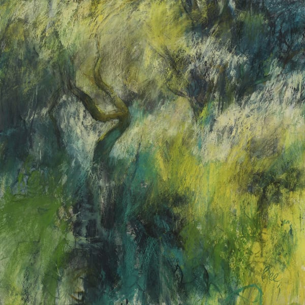 SARAH BEE Spring Sharpham Path Pastel with acrylic 59 x 59 cm POA