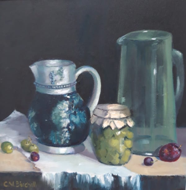 Chrissie Birchall Jar Of Olives Oil Framed- 50 x 50cm Unframed- 20 x 29cm £800