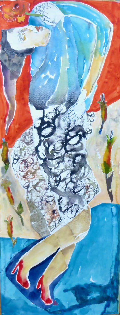 Anne Lynch Dancing With My Shadow and Memories Watercolour Collage 100 x 38cm £1800