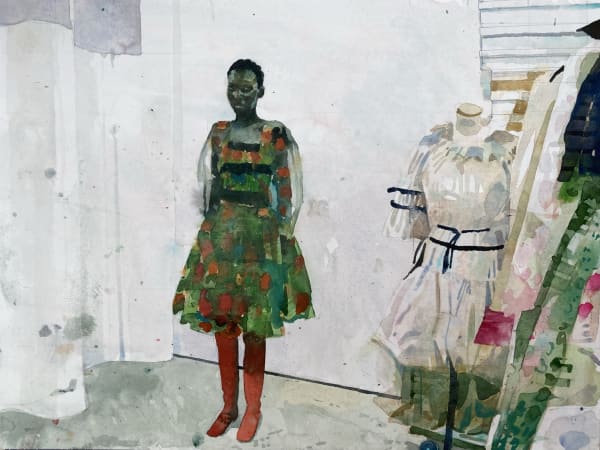Mark Entwisle A girl in a green dress Watercolour 31 x 41 cm £1,200