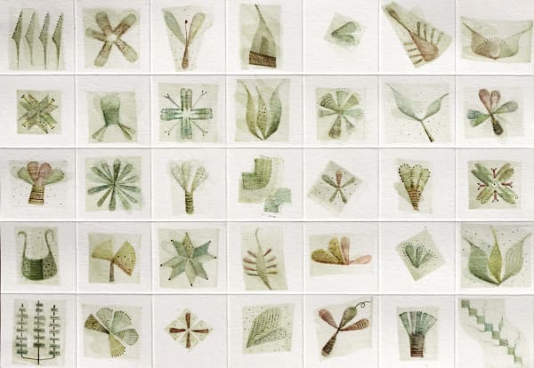 Rika Newcombe Sampling Samplers I 2024 Ink on paper Framed- 25 x 30 x 2.5cm Unframed- 15 x 20cm £340