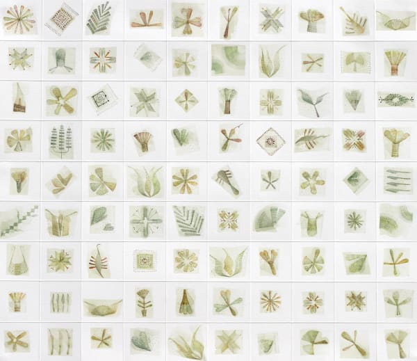 Rika Newcombe Sampling Samplers no. 1 2024 Ink on paper Framed- 43 x 47 x 2.5cm Unframed- 33 x 38cm £1,500