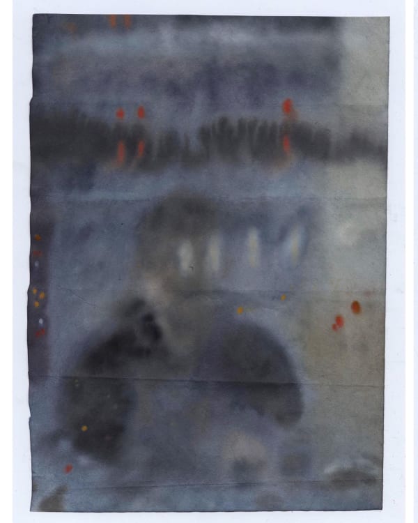 Edward Elliott Self Portrait in Window 2024 Gouache and Watercolour on shoji paper 21 x 30cm £400