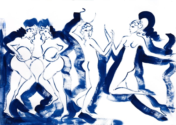 JANE DICKINS Age of Aquarius Acrylic paint on paper 52cm x 70cm (framed) 2025 SOLD