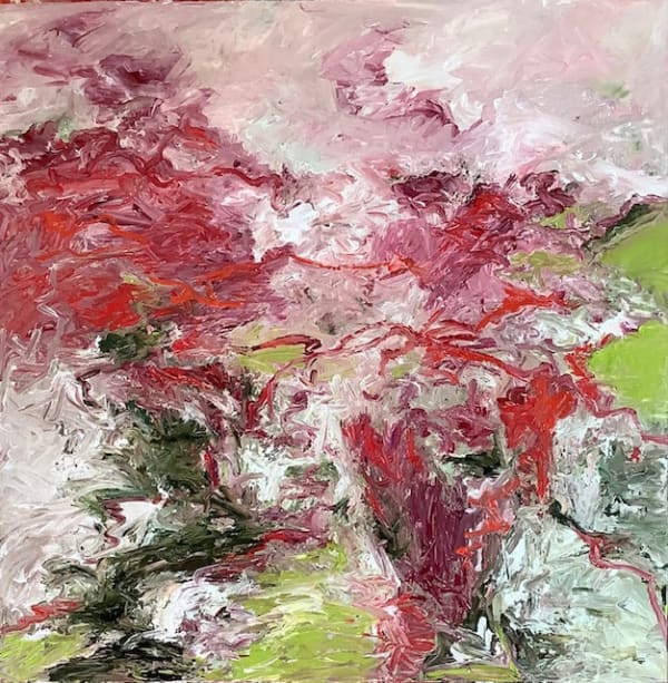 Lorraine Wake Kite Flying 90x90cm Oil on canvas £1200