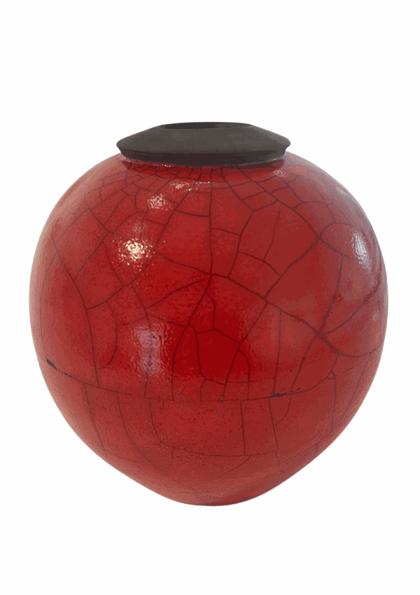 Cherry Tewfik Red Vase Raku Ceramic 18.5 x 17cm