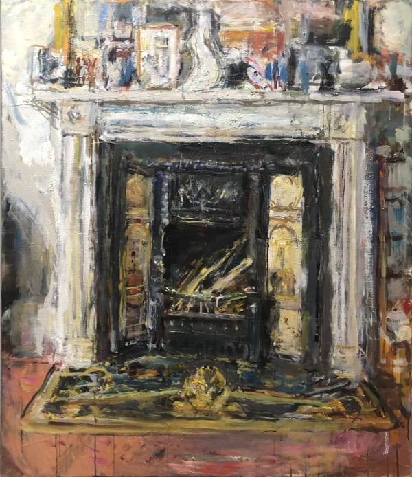 Anthony Eyton Dining Room Fireplace oil on canvas 115 x 100 cm