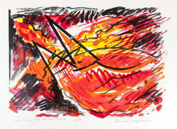 Frank Dolphin Swim For Evermore - Red Screenprint 36 x 48cm