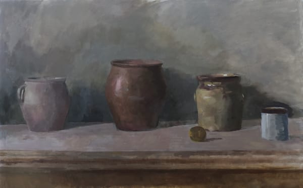 Tom Espley French Pots Oil on board 56 x 89 cm