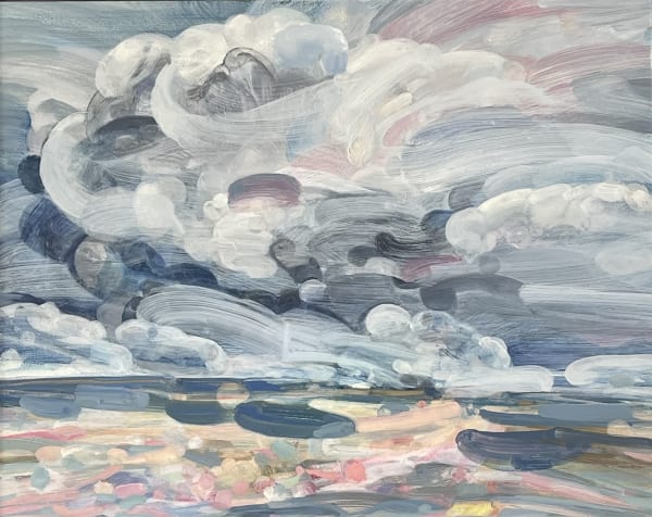 Louisa Longstaff-Scales In the Sails, 2022 Oil on panel Framed in an white oak tray frame 49.7 x 39.7 cm Framed 48.1 x 38.1 cm Unframed