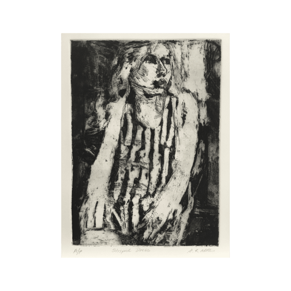 Arthur Neal Striped Dress, 2025 Etching and aquatint 50 cm x 40 cm