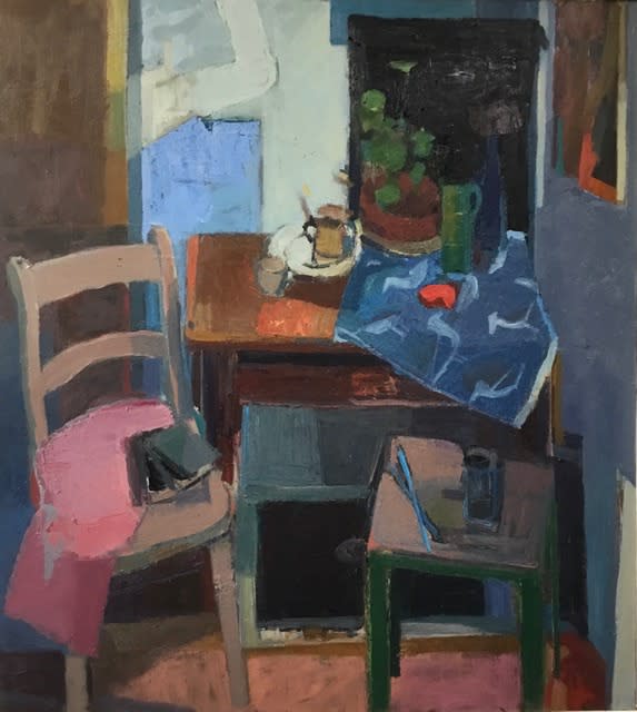 Arthur Neal CORNER OF THE STUDIO, 2022 OIL ON BOARD 109 x 99 cm
