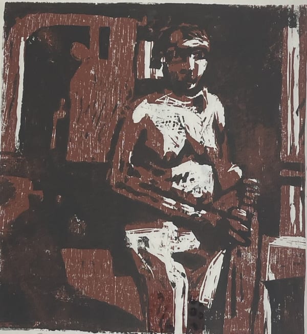 Agde - Woodblock by artist Arthur Neal NEAC at Linden Hall Studio Contemporary Art Gallery Deal Kent Two Studios Deal High Street