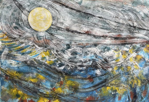 Carol Goodchild Sea with Moon Mixed media 46 x 58cm