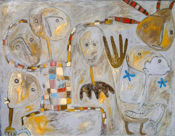 Méné - Tous en coeur - 2019 - 94cm H x 122cm W - Acrylic and natural pigments on canvas