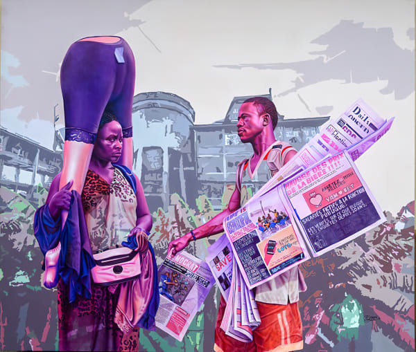 Daniel Onguene - Beautiful as the Makossa Banana - 2021 - 168cm H x 200cm W - Acrylic on canvas