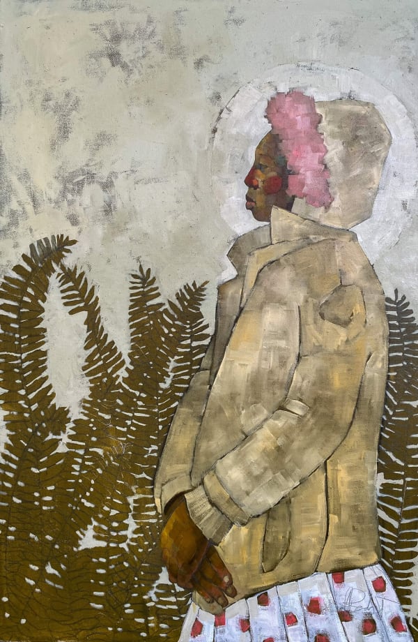 Olivia Mae Pendergast - Girl with Ferns - 2023 - Oil on canvas